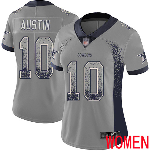 Women Dallas Cowboys Limited Gray Tavon Austin #10 Rush Drift Fashion NFL Jersey->women nfl jersey->Women Jersey